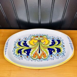 Ceramica Nova Deruta Italy 11.5” Oval Serving Plate Dish Hand Painted Follia